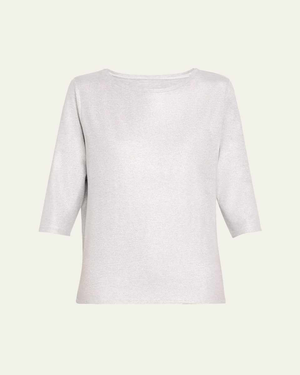 Soft Touch 3/4-Sleeve Metallic Jersey T-Shirt